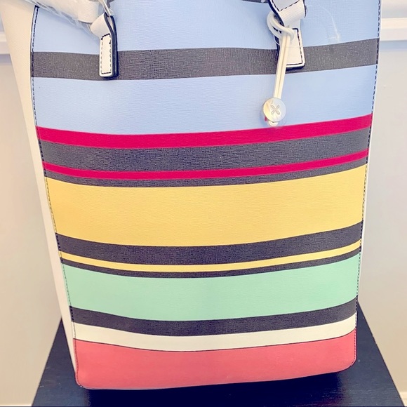 NEW FIORELLI SPRING STRIPED TOTE w/WHITE WALLET - Picture 2 of 12